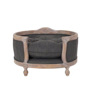 English Elm Pet Bed with Tufted Cushion Solid Birch Turned Legs Upholstered Living Room Sofa Style 72913.00