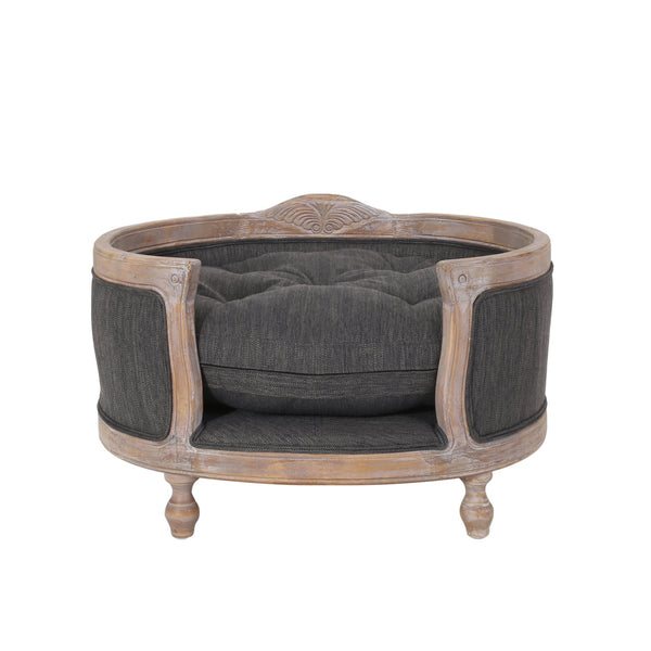 English Elm Pet Bed with Tufted Cushion Solid Birch Turned Legs Upholstered Living Room Sofa Style 72913.00