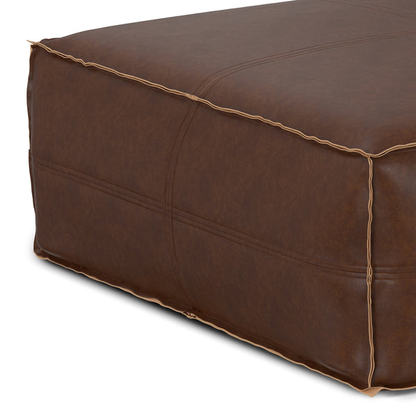 English Elm Brody Extra Large Pouf – Urban-Chic Distressed Dark Brown Vegan Leather Coffee Table & Seat B136P159356