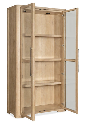 Hooker Furniture Retreat Oak Display Cabinet In Dune Finish With Tempered Glass, Adjustable Shelves & Integrated Lighting 6950-75906-80