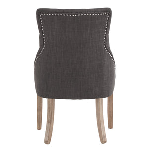 Homelegance By Top-Line Ophilia Linen Curved Back Tufted Dining Chairs (Set of 2) Grey Wood