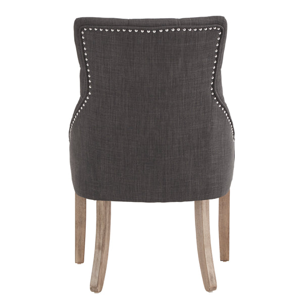 Homelegance By Top-Line Ophilia Linen Curved Back Tufted Dining Chairs (Set of 2) Grey Wood