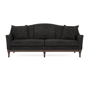 A.R.T. Furniture Magritte Sofa - Luxurious Charcoal Velvet With Traditional Camel Back Design & Aged Brass Accents Grey Rubberwood Solids,Foam,Fabric,Metal 528501-1730aa