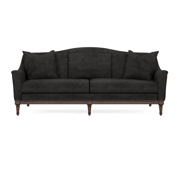 A.R.T. Furniture Magritte Sofa - Luxurious Charcoal Velvet With Traditional Camel Back Design & Aged Brass Accents Grey Rubberwood Solids,Foam,Fabric,Metal 528501-1730aa