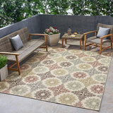 Christopher Knight Home® - Noble House - Degarmo Outdoor 7'10" X 10' Medallion Area Rug, Ivory and Multi