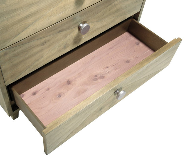 Hooker Furniture Surfrider Pecan Driftwood Bachelor’S Chest With Cedar-Lined Drawer, Power Outlet, Led Lighting — Rustic Coastal Style 6015-90017-80