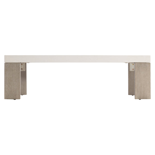 Bernhardt Bernhardt Lorenzo Cast Grc Cocktail Table With Vintage Cream Top & Quartered White Oak Flint Base 465021