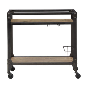 Homelegance By Top-Line Moira Grey Metal and Wood Bar Cart Black Engineered Wood