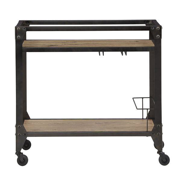 Homelegance By Top-Line Moira Grey Metal and Wood Bar Cart Black Engineered Wood