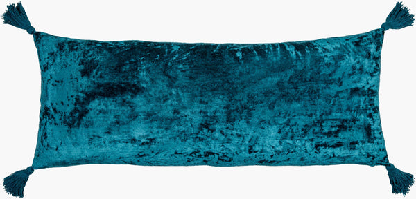 Surya Velvet Crush 13"L X 36"W Lumbar Pillow Kit – Luxurious Cotton Velvet For Elegant Home Decor Deep Teal Cotton,Cotton Vch001-1336p