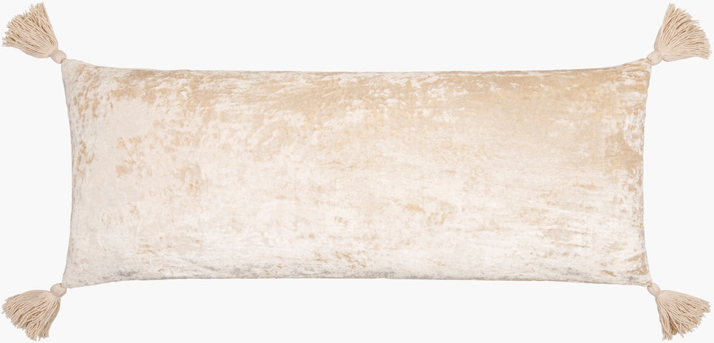 Surya Velvet Crush 13"L X 36"W Lumbar Pillow Kit – Luxurious Cotton Velvet For Elegant Home Decor Ivory Cotton,Cotton Vch002-1336p
