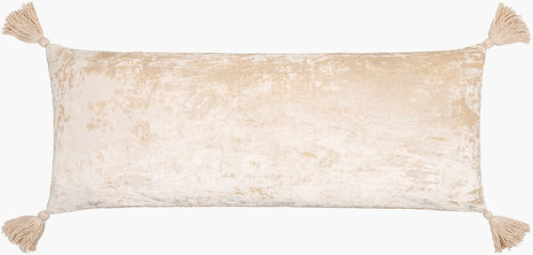 Surya Velvet Crush 13"L X 36"W Lumbar Pillow Kit – Luxurious Cotton Velvet For Elegant Home Decor Ivory Cotton,Cotton Vch002-1336p