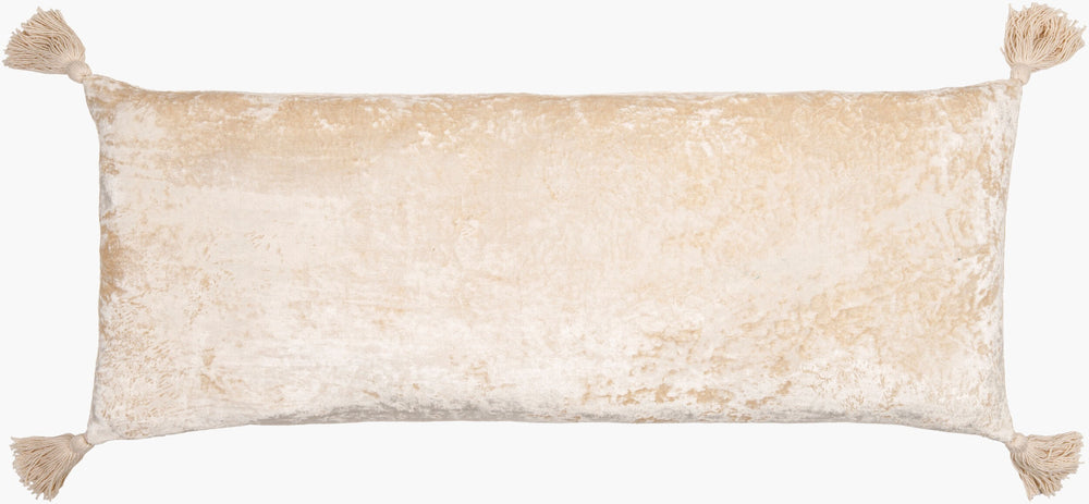 Surya Velvet Crush 13"L X 36"W Lumbar Pillow Kit – Luxurious Cotton Velvet For Elegant Home Decor Ivory Cotton,Cotton Vch002-1336p