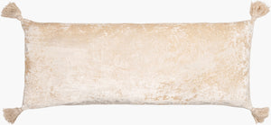 Surya Velvet Crush 13"L X 36"W Lumbar Pillow Kit – Luxurious Cotton Velvet For Elegant Home Decor Ivory Cotton,Cotton Vch002-1336p