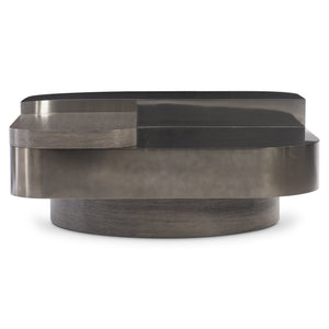 Bernhardt Bernhardt Jacopo Sculptural Cocktail Table With Layered Stainless Steel & Wire‑Brushed Oak Accent (Kona) 332022