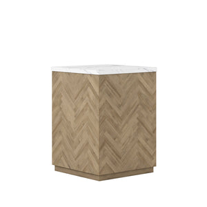 A.R.T. Furniture Garrison Accent Table With Travertine Top And Herringbone Base – Casual Contemporary Elegance Brown Parawood Solids With Ash Embossing,White Oak Veneers,Travertine 322309-1302