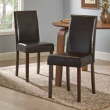 Christopher Knight Home® Elegant Set of 2 Ryan Dining Chairs in Bonded Leather with Dark Brown Finish - Stylish Seating for Any Space