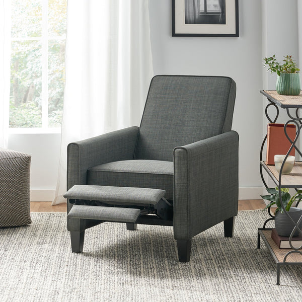 English Elm Christopher Knight Home® - Dark Grey Linen Push Back Chair with Plush Ergonomic Padding, Durable Frame & Breathable Linen Finish 52422.00FPGRN