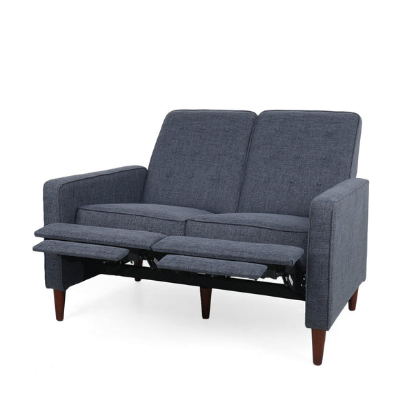 English Elm Christopher Knight Home® - DOUBLE Recliner Fabric Sofa with Plush Cushions and Space-Saving Design for Living Rooms, 49"L Dark Blue 72478.00FDBLU