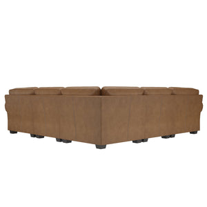 Bernhardt Bernhardt Grandview Leather Sectional With Spring-Down Cushions, Nailhead Trim & Blendown Pillows — Luxurious 130.5" Modular Seating K1851