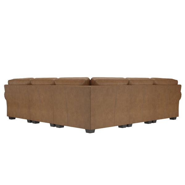Bernhardt Bernhardt Grandview Leather Sectional With Spring-Down Cushions, Nailhead Trim & Blendown Pillows — Luxurious 130.5" Modular Seating K1851