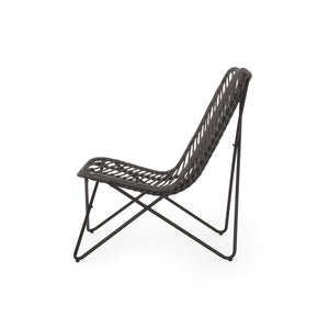 English Elm Gatlin Woven Wicker Outdoor Accent Chair Set Bohemian Curved Shell with Geometric Base 70650.00GRY