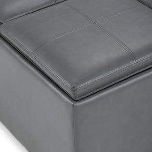 English Elm Avalon Square Coffee Table Storage Ottoman In Stone Grey - Versatile, Stylish & Functional Design B136P159753