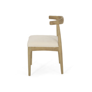 English Elm Dining Chair Set of Two Rubberwood Upholstered Seats Mid-century Modern Open Back Style Ivory 74526.00IVR