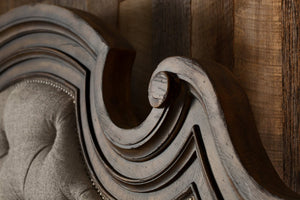 Hooker Furniture Fair Oaks King Upholstered Bed With Tufted Headboard Rustic Two-Tone Oak Finish For Master Bedrooms 5960-90866-MULTI