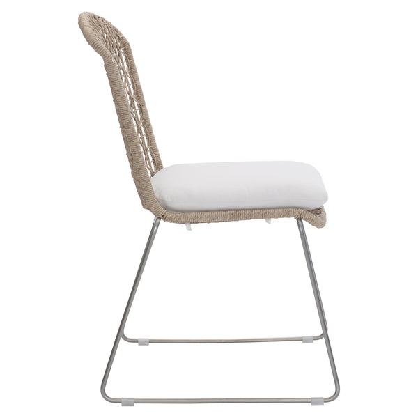 Bernhardt Bernhardt Coastal Woven Outdoor Side Chair With Cushioned Seat, Stainless Frame, Breathable Abaca Support Hazelnut 22.13"W x 23.75"D x 36"H K1950
