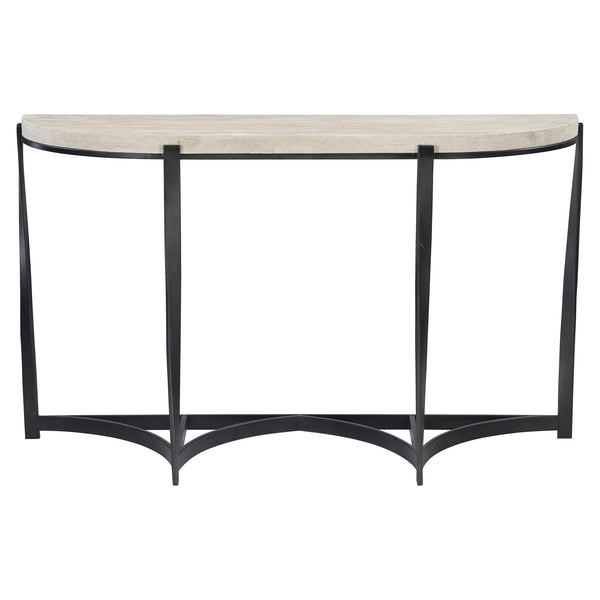 Bernhardt Bernhardt Berkshire Laminated Stone Console Table With Twisted Aged Pewter Steel Base, 54"W 405910