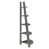 Homelegance By Top-Line Leticia Corner Ladder Bookcase Grey Rubberwood