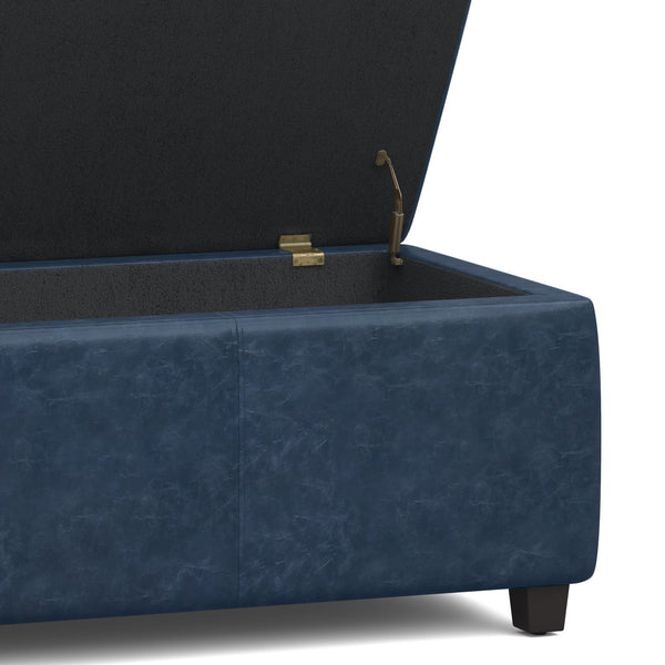 English Elm Avalon Storage Ottoman Bench In Denim Blue - Versatile Seating & Stylish Storage Solution For Any Room B136P158639