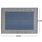 Christopher Knight Home® - Noble House - Preveli 5'3" X 7' Outdoor Area Rug, Blue and Ivory