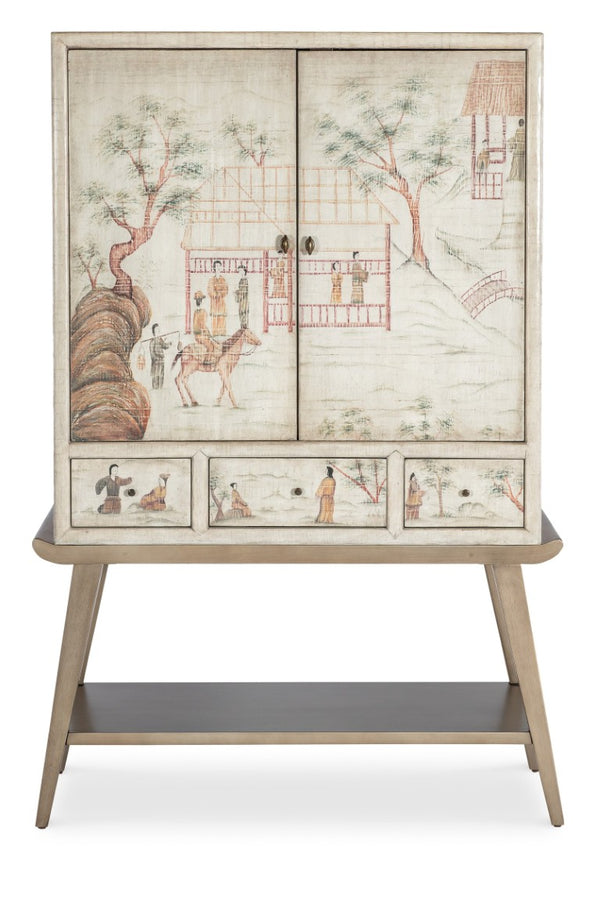 Hooker Furniture Melange Canvas Crackle Accent Chest With Hand-Painted Asian Motif, Soft-Close Drawers & Storage 628-85711-05