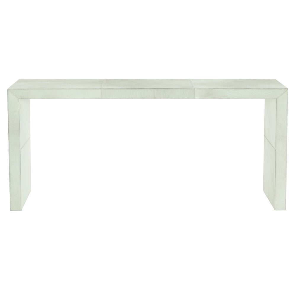 Bernhardt Bernhardt Seward Console Table In White Hair-On-Hide With Saddle Stitching, Adjustable Glides, Anti-Tip Kit 379906