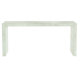 Bernhardt Bernhardt Seward Console Table In White Hair-On-Hide With Saddle Stitching, Adjustable Glides, Anti-Tip Kit 379906
