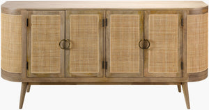 Livabliss Avadi Handcrafted Rattan Panel Sideboard Solid Wood Bohemian Dining Storage VDI-001