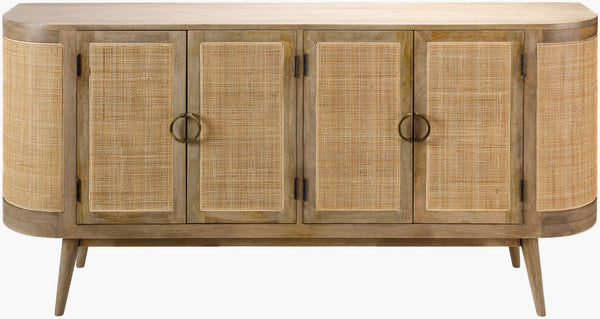 Livabliss Avadi Handcrafted Rattan Panel Sideboard Solid Wood Bohemian Dining Storage VDI-001