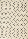 Nourison Geometric Shag GOS01 Machine Made Power-loomed Borderless Design Indoor Only Shag Farmhouse Rug Ivory,Charcoal, Ivory White 100% Polypropylene 99446482228