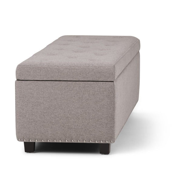 English Elm Hamilton Storage Ottoman In Cloud Grey - Stylish, Versatile Furniture With Safe Storage & Seating Options B136P158172