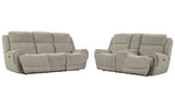 Parker House Spencer - Tide Pebble Power Reclining Sofa And Loveseat Light Grey 100% Polyester (W) Mspe-32ph-tpe