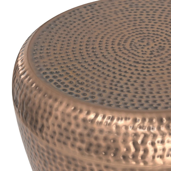 English Elm Preston - Handcrafted Antique Copper Drum Side Table - Modern Industrial Accent For Any Room B136P159008-GIGA