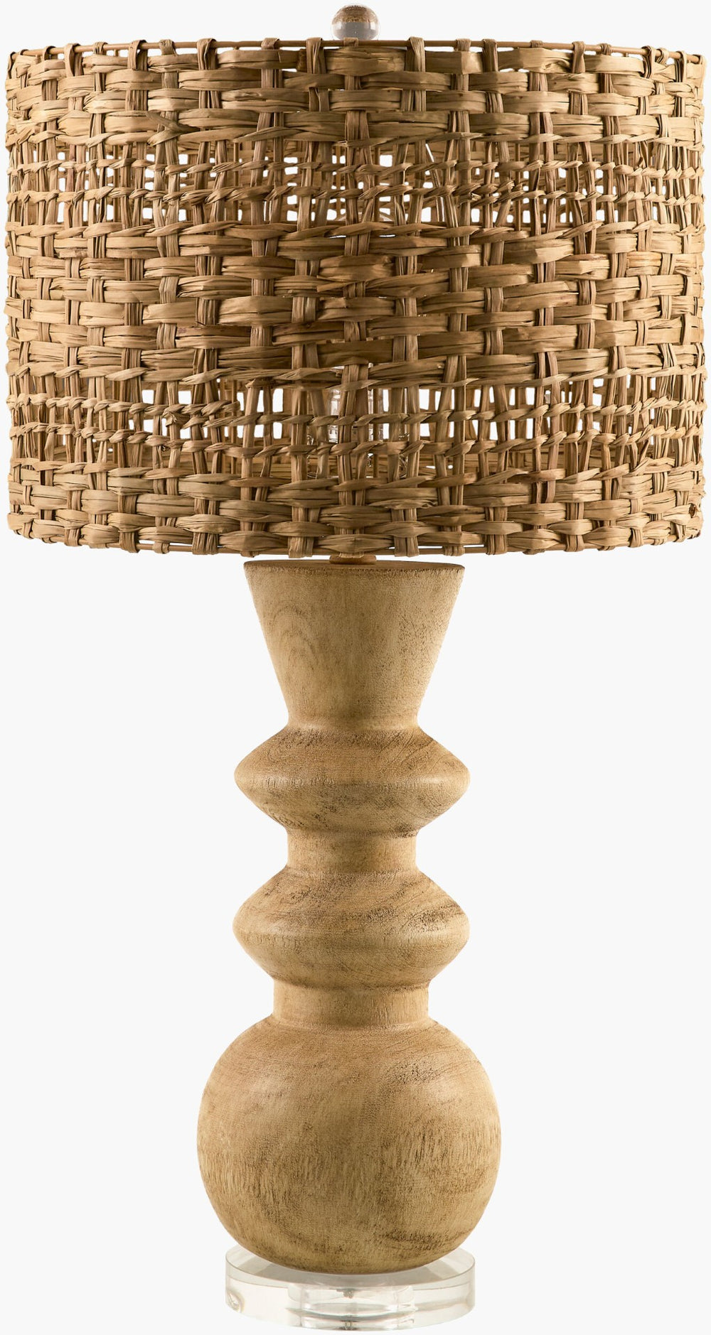 Livabliss Vedruna Crystal Resin Table Lamp with Linen Shade for Bedroom or Living Room VDR-003