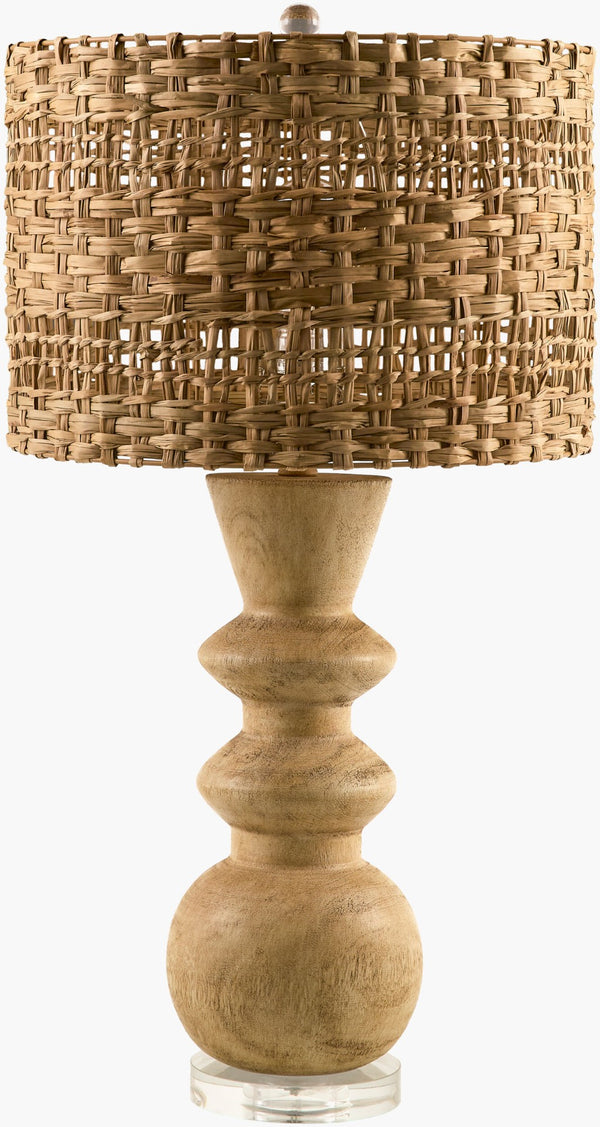 Livabliss Vedruna Crystal Resin Table Lamp with Linen Shade for Bedroom or Living Room VDR-003