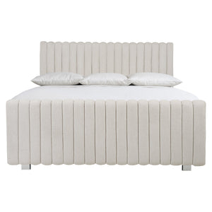 Bernhardt Bernhardt Silhouette Upholstered Queen Bed With Vertical Channeling, Metal Feet, Slat System—Glam Transitional Design K1658