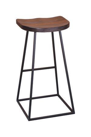 Porter Designs Clement Solid Acacia Wood Bar Stool With Sleek Design And Comfortable Scooped Seat Gray Wood 07-196-11-2098