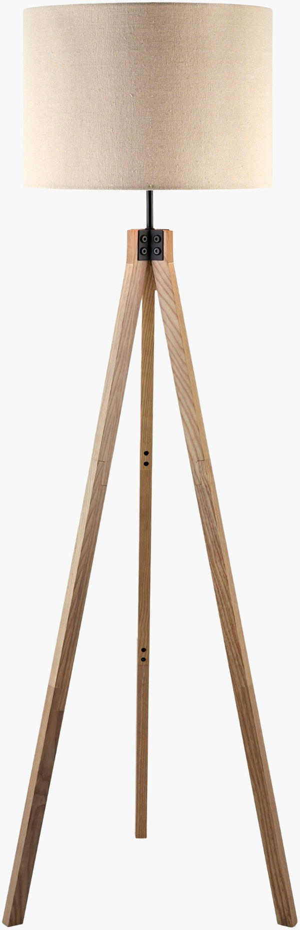Livabliss Verdantia Turned Wood Floor Lamp with Linen Shade for Farmhouse Living Rooms VDT-001