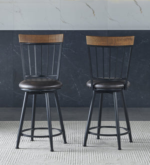 English Elm Steve Silver - Tyler 3-Piece Light Brown Bar Dining Set with Upholstered Stools, Stemware Rack & Iron Accents B081S00254