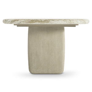 Bernhardt Bernhardt Rustic-Modern Arcadia Dining Table With Faux-Stone Top, Sculptural Woodgrain Legs & Leaf K2001
